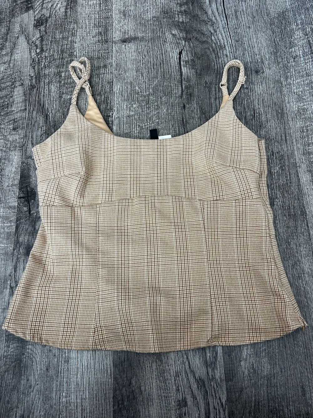 H&M Beige Plaid Spaghetti-Strap Cami